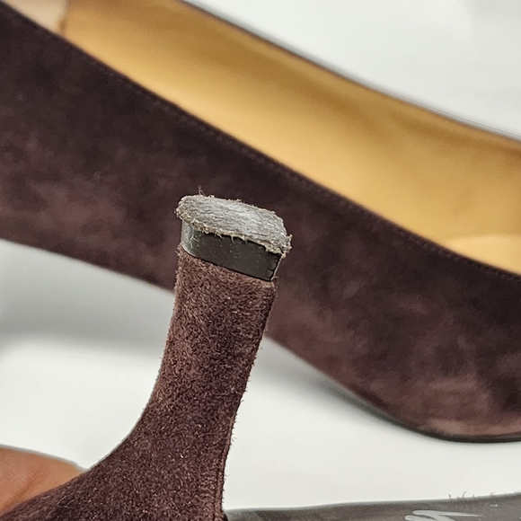 STUART WEITZMAN Brown Suede Kitten 2” Heel Shoes 6.5M - Picture 8 of 10
